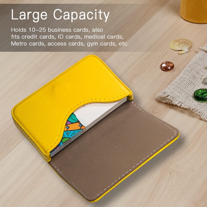 Padike Business Name Card Holder Luxury PU Leather,Business Name Card Holder Wallet Credit card ID Case/Holder For Men & Women - Keep Your Business Cards Clean(Yellow) - Image 3